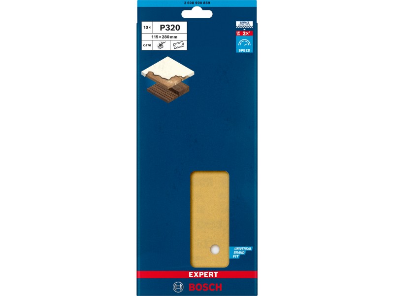 EXPERT C470 brusni papir s 14 luknjami za ekscentrične brusilnike, Dimenzije: 115x280mm, Zrnatost: 320, 2608900869